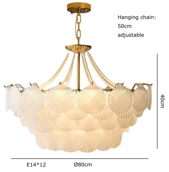 Shell Glass Modern Suspension Lustre Pendant Light 2024 LED Luxury Hanging Lamp Popular Home Appliance For Home Decoration