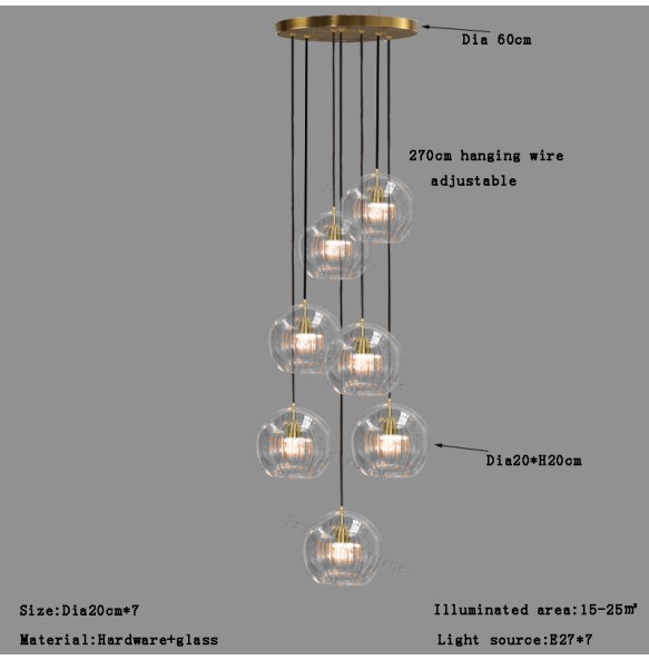 Transparent Glass Ball Ceiling Pendant Light Living Room Hanging Lights Dining Room Chandeliers Living Room Home Decor Lighting