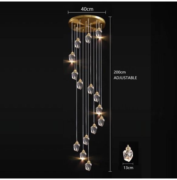 Modern Luxury Staircase Crystal Ceiling Chandelier Long Large Pendant Lamp Home Decor Lustres 2024 Hanglamp Brass Light Fixture