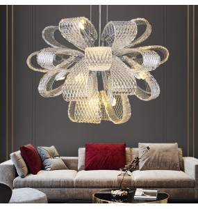 Modern Glass Pinecone Shape Hanging Lamp Art Decor LED Hanglamp Pendant Light Luxury Home Decor Living Room Luxury Chandelier