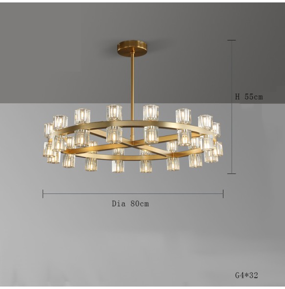 Modern Luxury Copper Crystal Led Pendant Light luminária Home Decor Chandelier Suspension for Foyer Living Room