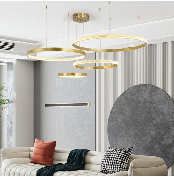 Modern Round Ring Led Pendant Lights Dimmable for Bedroom Dining Living Room Designer Chandelier Home Decor Lusters Luminaires