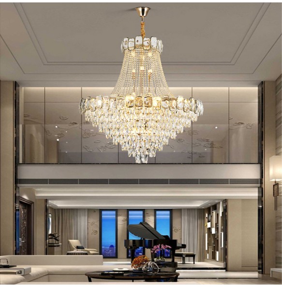 Nordic Large Crystal Ceiling Chandelier Room Decor Big Hanging Lamps Lustre Lampara for Villa Foyer Stairwell