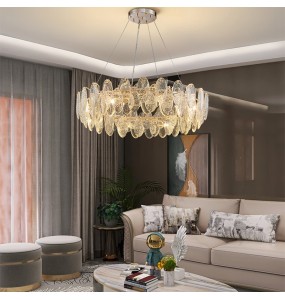 Bubble Glass Round Lustre Chandelier Gold Silver Dimmable LED Light Fixture Luxury Hanging Lamp Home Appliance Home Decor