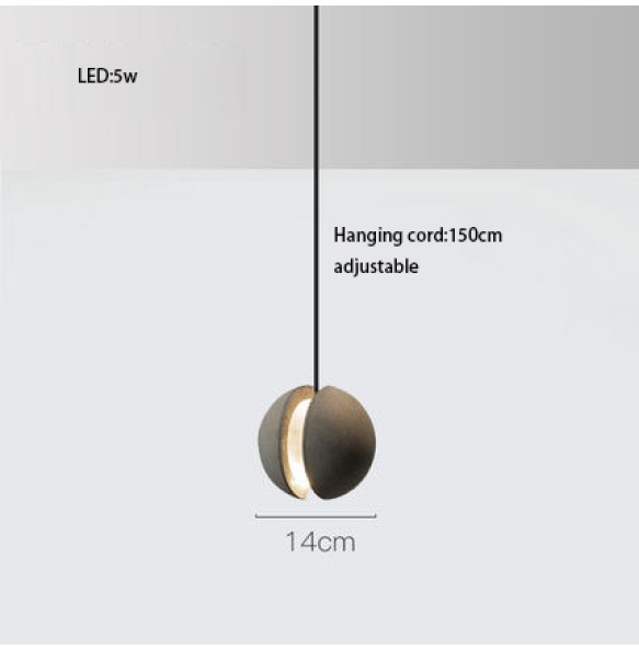 Lunar Surface Shaped Pendant Light Spherical Hanging Lamp Round Cement Grey Modern Suspension Dimmable LED Home Decoration