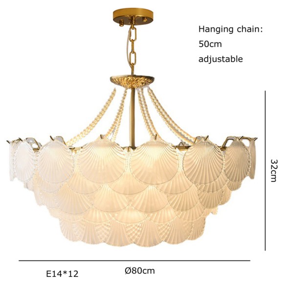 Shell Glass Modern Suspension Lustre Pendant Light 2024 LED Luxury Hanging Lamp Popular Home Appliance For Home Decoration