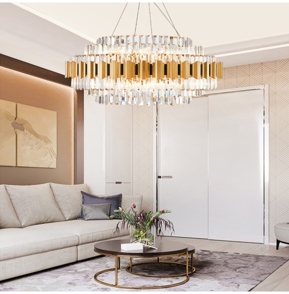 Nordic Gold Crystal Ceiling Chnadelier Home Decor Luxury Hanging Lamps over Dining Table Living Room Lustre Big Lamps