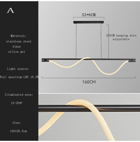 Modern 2024 Home Decor Long Silicone Strip Hanglamp Bar Kitchen Island Ceiling Chandelier Luminária Lustres Dining Room Lampara