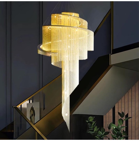 Led New Design Aluminum Tassel Pendant Light Luxury Gold Avize Modelleri 2024 Creative Lustre Salon Plafonnier Living Room Villa