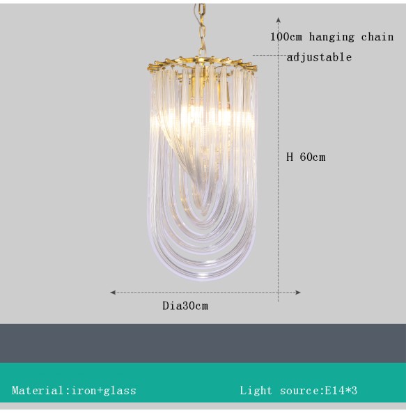 Lustre Glass Hanging Lamp Dimmable LED Modern Suspension Light Luxury Pendant Light Home Decor Appliance Restaurant Hotel