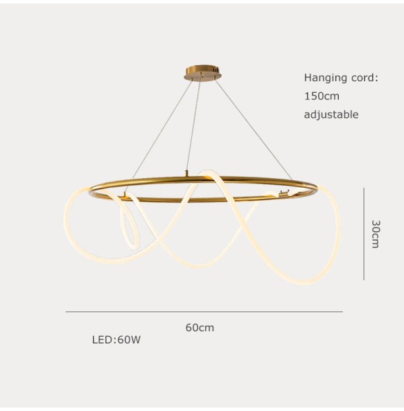 Postmodern LED Gold Silicone Tube Pendant Light Long Hanglamp Home Decor Dining Room Led Long Pipe Ceiling Chandelier