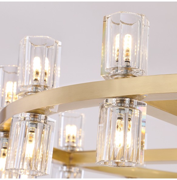 Modern Luxury Copper Crystal Led Pendant Light luminária Home Decor Chandelier Suspension for Foyer Living Room