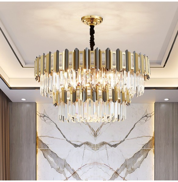 Postmodern New Trend LED Pendant Light Gold Chandelier Dimmable Home Decor Crystal Lustre Lampara for Living Room