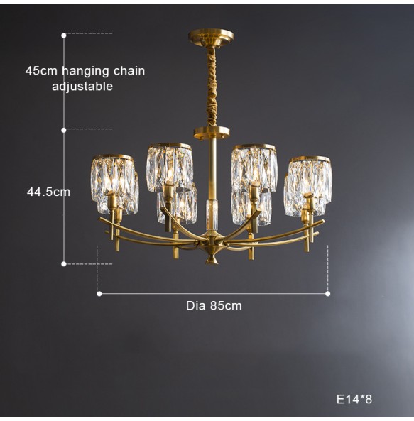 Led Vintage Brass Candle Shape Pendant Lamp New Lustre Home Appliance Crystal Chandelier Dimmable Ceiling Lamparas for Foyer