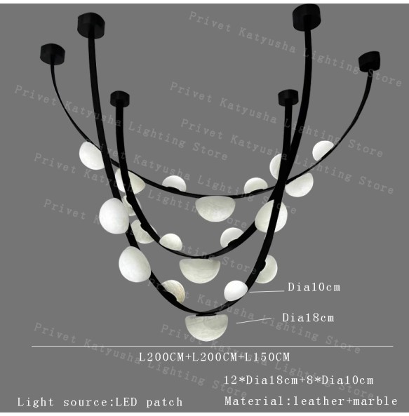 Postmodern Leather Strap Hanging Lamps Home Decoration Marble Ceiling Chandeliers 2024 Luxury Lights for Living Room Villa