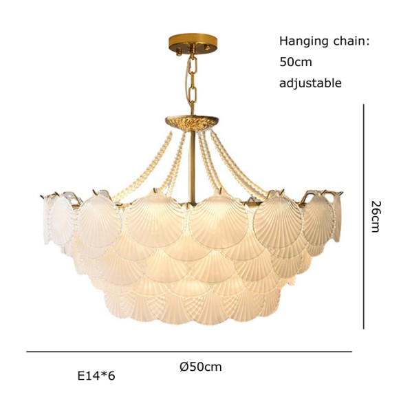 Shell Glass Modern Suspension Lustre Pendant Light 2024 LED Luxury Hanging Lamp Popular Home Appliance For Home Decoration