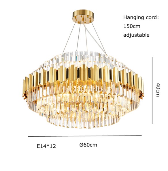 Nordic Gold Crystal Ceiling Chnadelier Home Decor Luxury Hanging Lamps over Dining Table Living Room Lustre Big Lamps