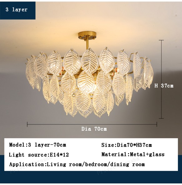 Modern Glass Ceiling Chandelier Home Decor Glass Leaf Lighting Led Dining Room Chandeliers Living Room Luxury Lustres