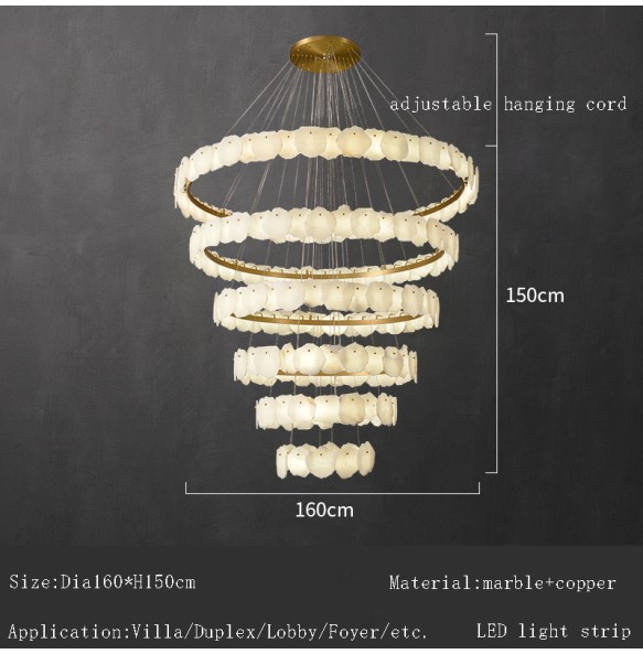 LED White Marble Copper Pendant Light Ivory Modern 2024 Ceiling Chandelier Home Decor Lustre Hanging Lamp for Dining Room