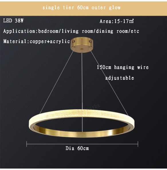 Modern Round Ring Led Pendant Lights Dimmable for Bedroom Dining Living Room Designer Chandelier Home Decor Lusters Luminaires