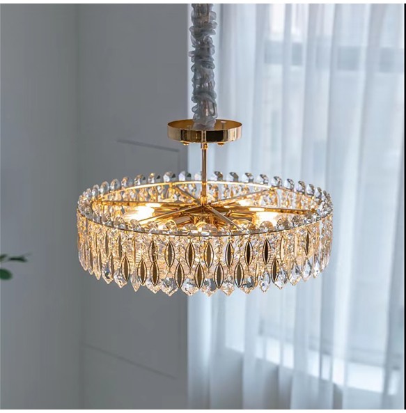 Nordic New Ceiling and Hanging Led Lamps Dimmable Home Decor Lustre Chandelier with Crystals Luxury Pendant Light for Villa