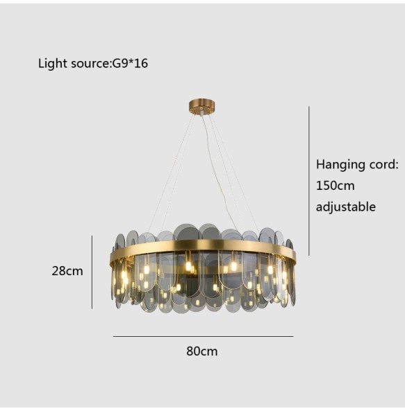 Smoky Gray LED Celling Lamp Indoor Lamparas De Techo Luxury Pendant Light New To The Season Suitable For Multiple Scenarios