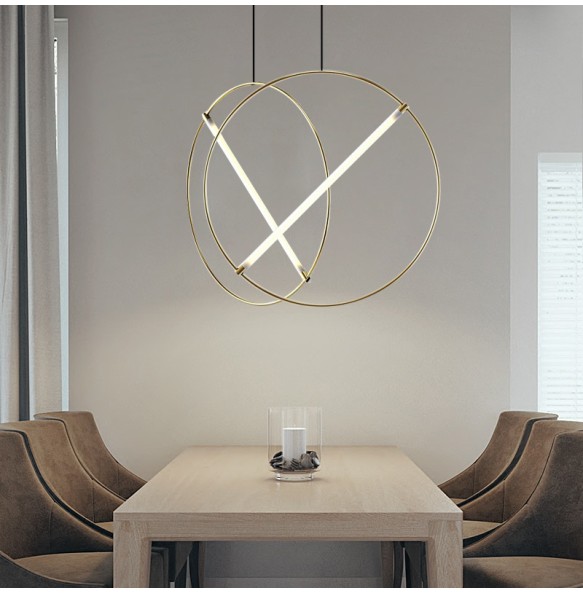 Modern Simple Hanging Lamp LED Suspension Gold Silver Black White Round Pendant Light Home Decor Dining Room Ring Lamps