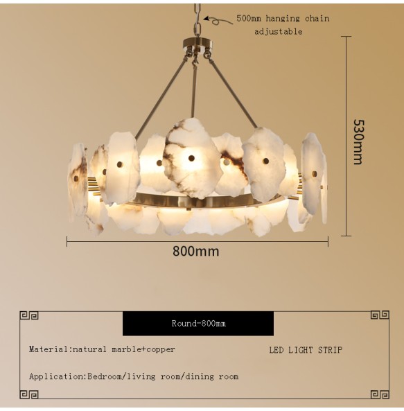 LED White Marble Copper Pendant Light Ivory Modern 2024 Ceiling Chandelier Home Decor Lustre Hanging Lamp for Dining Room