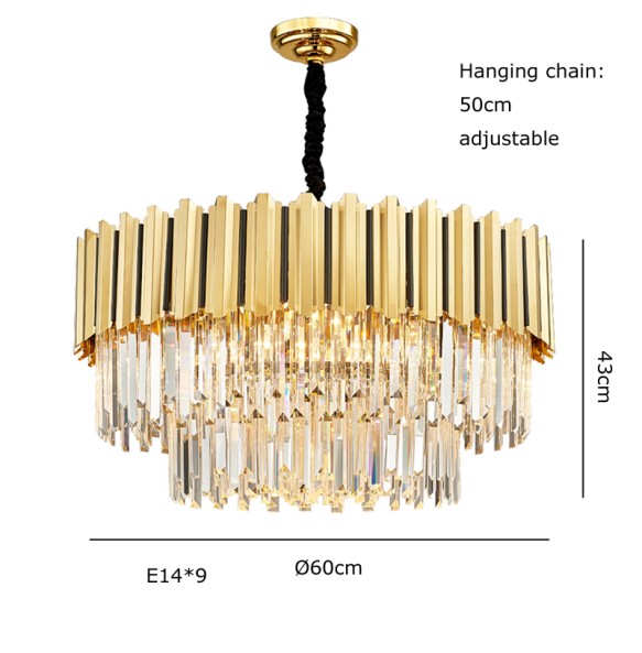 Luxury Gold Silver Crystal LED Light Fixture Lustre Pendant Light Home Appliance Home Decor Living Room Chandeliers