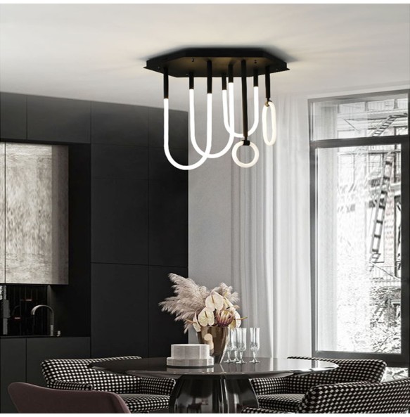 2024 New Trend Nordic Style Pendant Light Line Combination Light Minimalism Dimmable LED Hanging Lamp Home Decor