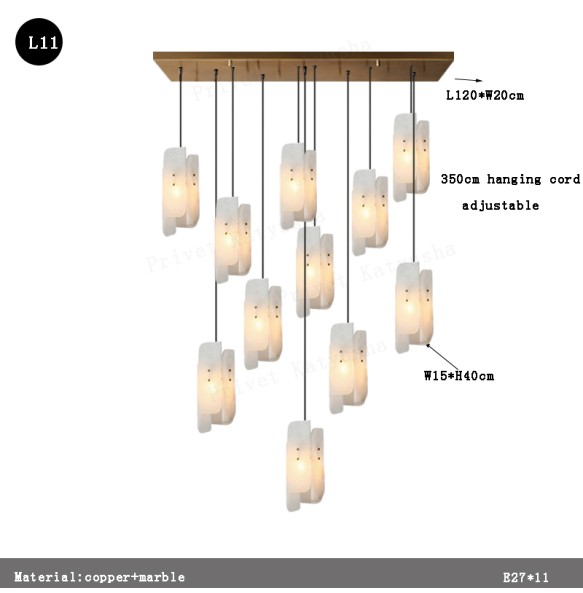 Luxury Marble Pendant Light Villa Stairecase Ceiling Chandelier Home Decor Marble Hanglamp Lustres Dining Room Lamps 2024