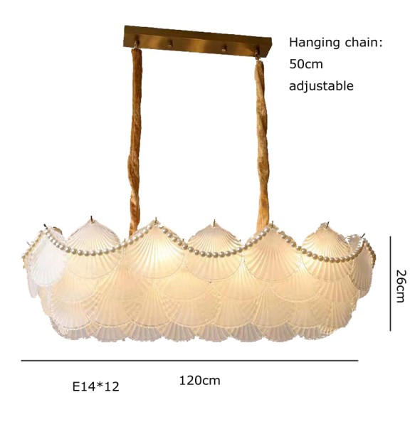 Shell Glass Modern Suspension Lustre Pendant Light 2024 LED Luxury Hanging Lamp Popular Home Appliance For Home Decoration