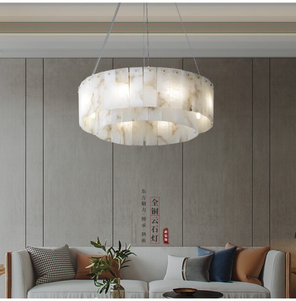 Postmodern LED Natural Marble Pendant Light Home Decor Elegant Suspension Luminaire Lustre Living Room Villa Chandelier