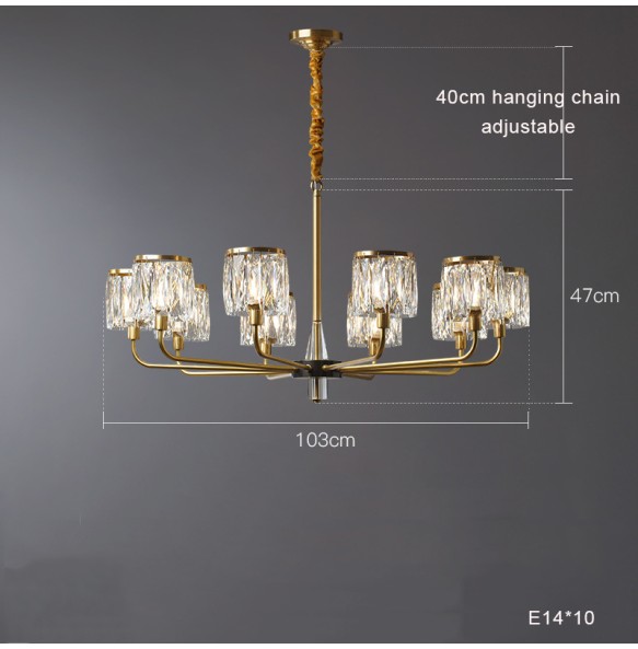 Led Vintage Brass Candle Shape Pendant Lamp New Lustre Home Appliance Crystal Chandelier Dimmable Ceiling Lamparas for Foyer