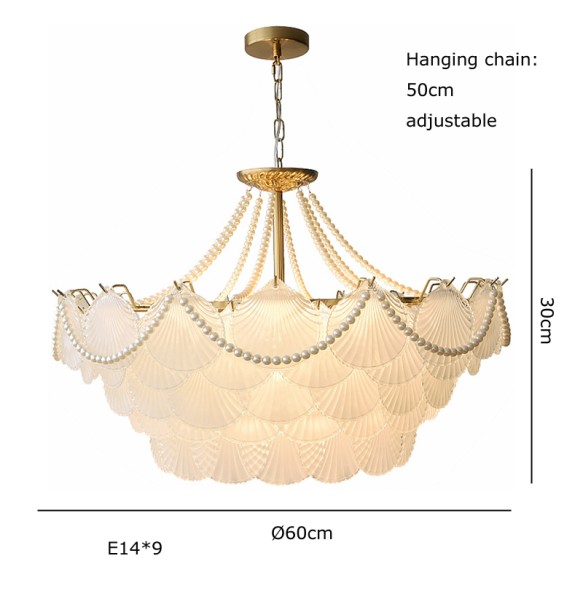 Shell Glass Modern Suspension Lustre Pendant Light 2024 LED Luxury Hanging Lamp Popular Home Appliance For Home Decoration