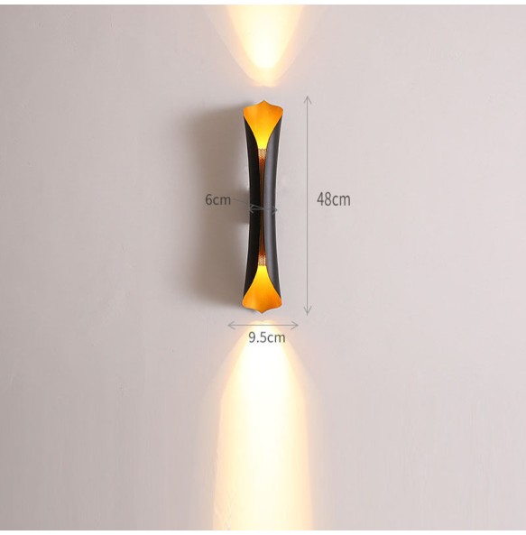 Dimmable LED Torch Shaped Wall Lamp Black White Gold Minimalism Night Lamp Iron Aisle Lights Living Room Bedroom Study Decor