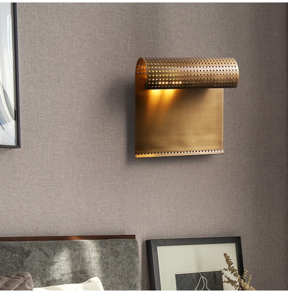 LED Modern Minimalist Industrial Brushed Brass Wall Lamp Home Decor Bedside Lighting Fixture for Living Room Background