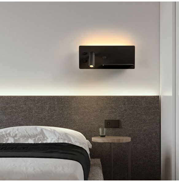 Wireless Charging Modern LED Warm White Light Lustre Wall Lamp USB Black White Luxury Home Decor Bedroom Headboard