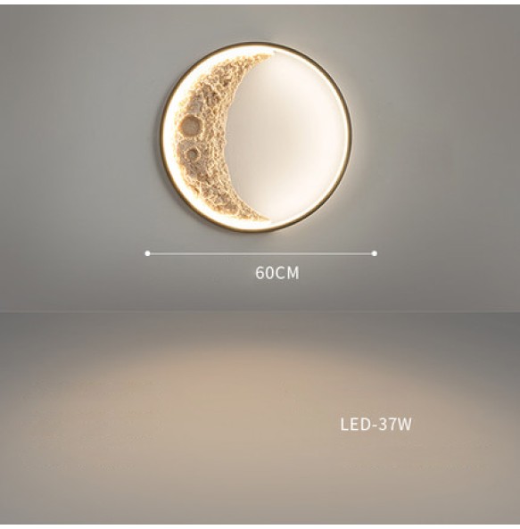 Round Bedroom Night Lamp Resin Iron Light Fixture Crescent Moon Shaped Dimmable LED Wall Lamp Home Decor Living Room Aisle