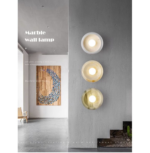 Modern Luxury White Green Jade Wall Lamp Hotel Villa Living Room Background Light Fixture Led Bedside Wall Sconce