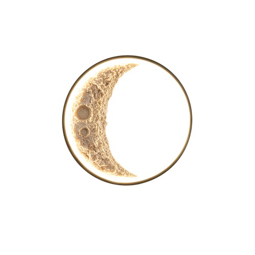 Crescent Moon Shaped Dimmable LED Wall Lamp Resin Round Night Lamp Iron Light Fixture Home Decor Hotel Cafe Restaurant