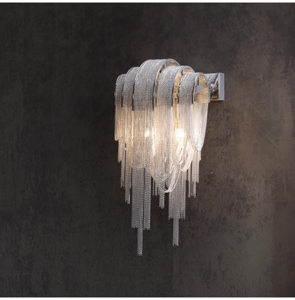 Modern Home Decoration Tassel Wall Lamp Led Silver Chain Luxury Wall Sconce Living Room Background Lighting