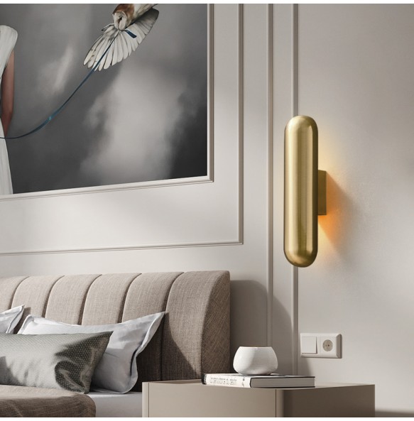 Industrial Vintage Gold Lampshade Wall Lamp LED 12W Remote Control Dimmable Background Lighting Fixture for Bedside Living Room