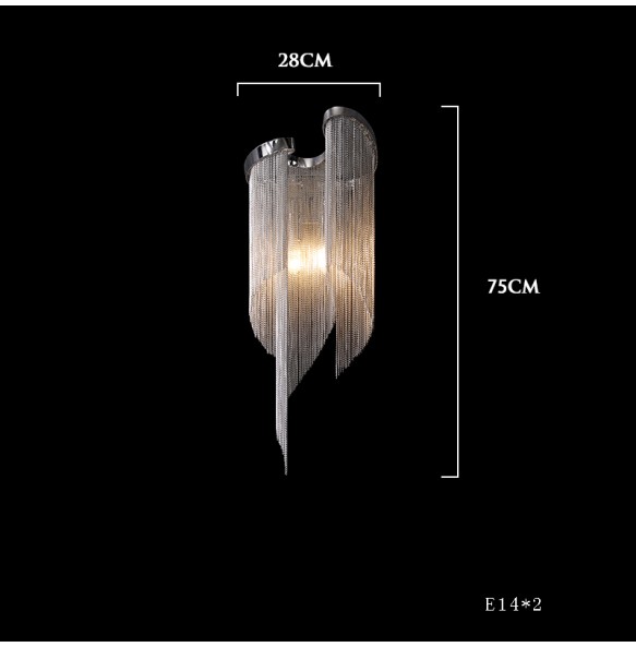 Modern Home Decoration Tassel Wall Lamp Led Silver Chain Wall Sconce Background Lighting for Living Room Villa Hotel