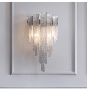 Modern Home Decoration Tassel Wall Lamp Led Silver Chain Luxury Wall Sconce Living Room Background Lighting