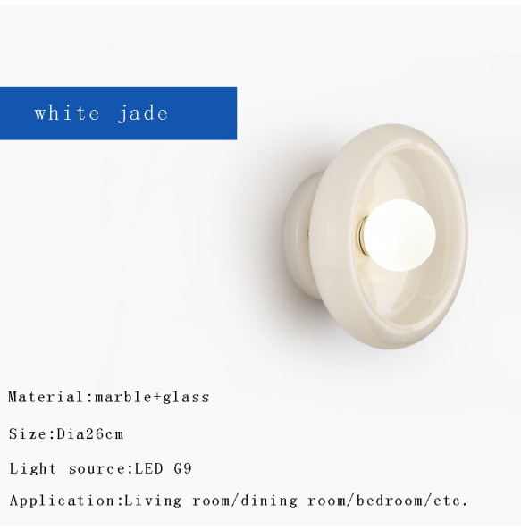 Modern Luxury Wall Decor White Jade Wall Lamp Hotel Villa Living Room Background Wall Sconce Bedside Led Lighting