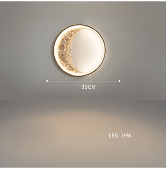 Crescent Moon Shaped Dimmable LED Wall Lamp Resin Round Night Lamp Iron Light Fixture Home Decor Hotel Cafe Restaurant