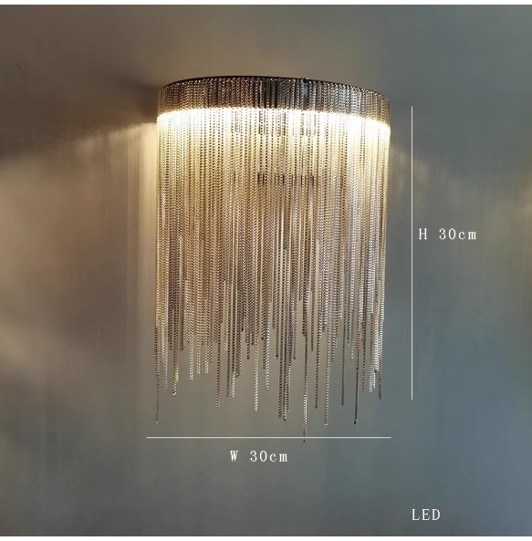 Modern Home Decoration Tassel Wall Lamp Led Silver Chain Luxury Wall Sconce Living Room Background Lighting