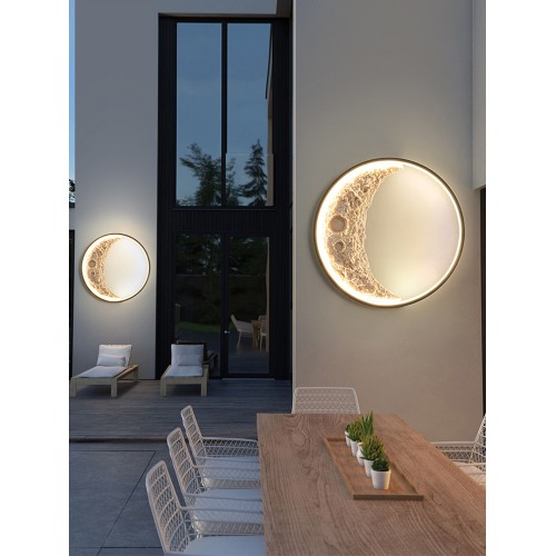 Crescent Moon Shaped Dimmable LED Wall Lamp Resin Round Night Lamp Iron Light Fixture Home Decor Hotel Cafe Restaurant