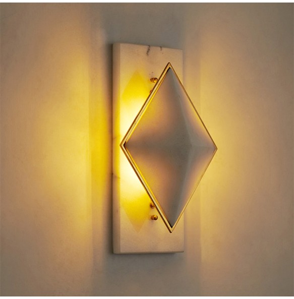 Rhombus Marble Wall Lamp Modern LED Internet Celebrity Style Home Appliance Hotel Cafe Restaurant Home Decoration Indoor